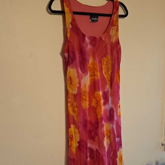 Vintage Positive Attitude Pink and Red Scoop Neck Sundress. P2P 20 Length 57 - Picture 1 of 6